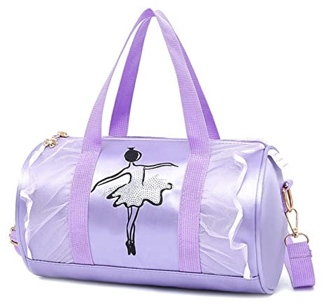EUBEISAQI Balletttasche für Mädchen, süße Tanztasche, Mädchen, Gymnastik, Sporttasche, Kinder, Seesack, Reisetasche, für die Nacht, für Teenager, Mädchen, Spitze, Serie, weicher Griff, Tragetasche