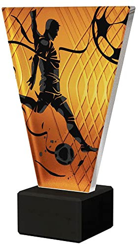 Larius Coupe de football - Prix d'honneur Trophée - Coupe en verre ambre (joueur - Sans texte souhaité)
