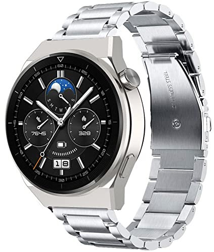 Strap-it Titanium kompatibel mit - Huawei Watch GT 3 Pro 46mm - Silber - fur Watch GT Runner - Watch 3 Pro - Watch GT 2 Pro - Huawei Watch GT 3 46mm - Watch GT (1) 46mm - Watch GT 2 46mm