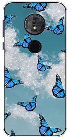 KARTXITAI Hülle Kompatibel mit Motorola Moto G6 Play, Stoßfeste Schutzhülle mit Weiche Silikon Bumper Case Handyhülle Anti-Kratzt Transparent Rückseite - Blauer Schmetterling