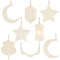 O-Kinee 9 Stück Holz Anhänger Ramadan, Ramadan Kareem Dekoration, Mond Stern Wind Licht Form Holzanhänger für Muslim Ramadan Eid Mubarak Eid Party Dekorationen