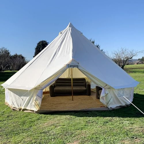 Safari Camping Outdoor Vier Saison Familie nurlaubsort Camping wasserdicht Luxus Bell Zelt oder Zelt zubehör (Off White Oxford Tuch Zelt, Diameter 6m)