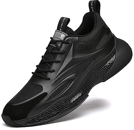 TUMAHE Herren Aufzug Schuhe Casual Unsichtbare Höhe Zunehmende Walking Schuhe rutschfeste Atmungsaktive Versteckte Ferse Turnschuhe,8cm Black,43 EU