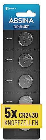 ABSINA 5x CR2430 3V Lithium Battery - 2430 Batterie 3V a prova di perdita e con lunga durata - Batterie CR2430, CR 2430 batteria 3V, pile 2430, batterie 2430, pila 2430, batteria cr 2430, pila cr2430