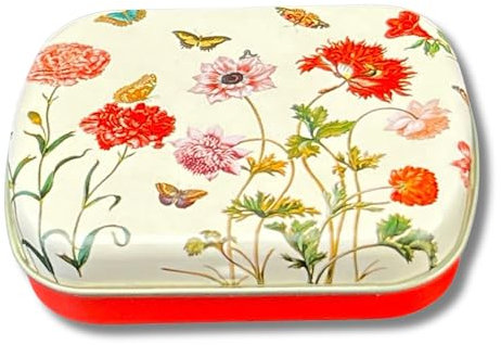 Pillendose, Bonbondose - FridolinEdition - Metall - Maria Sibylla Merian - Maße: b/h/t: 6,3 × 1,8 × 5,2 cm