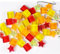 200g Bunte Kristall-Mosaik-Glasfliesen zum Basteln, Quadratisch und Stern kleine Mosaikglasstücke für Badezimmer, Küche, Heimdekoration(Rot und Gelb)