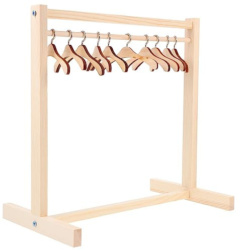 Zerodeko Appendiabiti Per Bambole Con 10 Grucce Per Bambole In Legno Mini Grucce Per Bambole Nell'armadio Per Bambole Accessori Per Mobili Per Guardaroba Per Bambole Per Forniture Per Casa