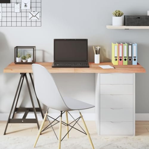 TANZEM Tischplatte Hellbraun 140x50x4 cm Massivholz Eiche Behandelt, Arbeitsplatte, Holzplatte, Schreibtischplatte, Waschtischplatte, Küchenarbeitsplatte