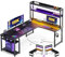 ODK Scrivania Gaming con LED, 168×120 cm Scrivania con Ripiano Reversibile, Scrivania ad L con Prese e Porte USB, Scrivania Gaming Nero con Scomparti e Spazio di Archiviazione