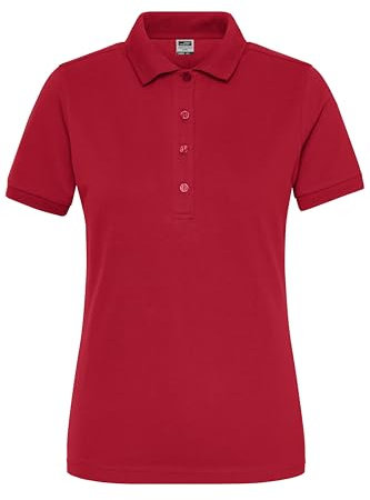 James & Nicholson Damen Bio Workwear Polo Stretch - Elastisches Polo-Shirt mit tailliertem Schnitt | Farbe: red | Grösse: XXL