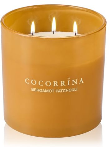 Cocorrína Candle Duftkerze im Glas - Bergamotte-Patchouli, Brenndauer bis zu 110 Stunden mit 3 Dochten, Natürliche Soja-Kerze, Weihnachten Geschenk Kerze, 1300g