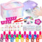 Lubibi Kinder Nagellack Mädchen Set, Ungiftiger, abziehbarer Nagellack, mit Nageltrockner Nagelaufkleber und Kosmetiktasche，Geburtstagsgeschenke für 3 4 5 6 7 8 9 10 11 12 jährige Kinder Mädchen