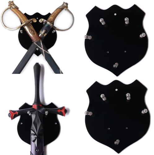 HHUXIUE Wandhalterung, Schwert-Plakette, Präsentationsständer mit Hardware-Aufhänger (schwarz, 2 Packungen)