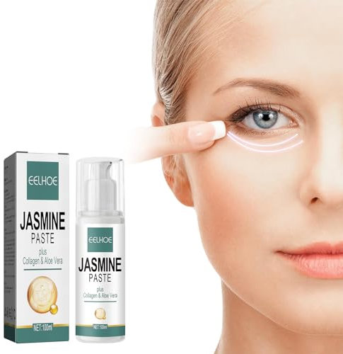 Jasminsalbe Augenringe, Jasmin Creme Gegen Tränensäcke, Augencreme Gegen Falten und Augenringe, Augencreme mit Collagen und Aloe Vera (1 Stück)