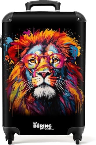 NoBoringSuitcases.com Valise Cabine 55x35x25cm, Bagages Pas Cher, Petite Valise Rigide (Lion - Orange)