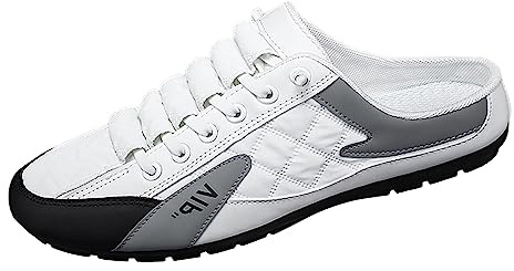 VBEDKDEB Chaussures de sport pour homme - Chaussures de trekking Lazy Man Half Slipperboard - Chaussures blanches pour homme, D blanc., 44 EU