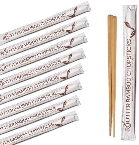 Venuscello 100 Pairs x Tithe Wooden Bamboo Chopsticks Durable Bamboo Sticks 9 Inch - Ideal for BBQ, Chinese, Cake Topper, Chocolate Fountain and Fruits