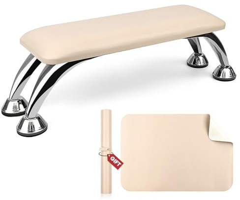 Saviland Nail Arm Rest Leather Manicure Hand Pillow, Brown Nail Hand Rest for Nail Art with Non-Slip Nail Cushion Protective Nail Table Mat Nail Supples Salon Manicure