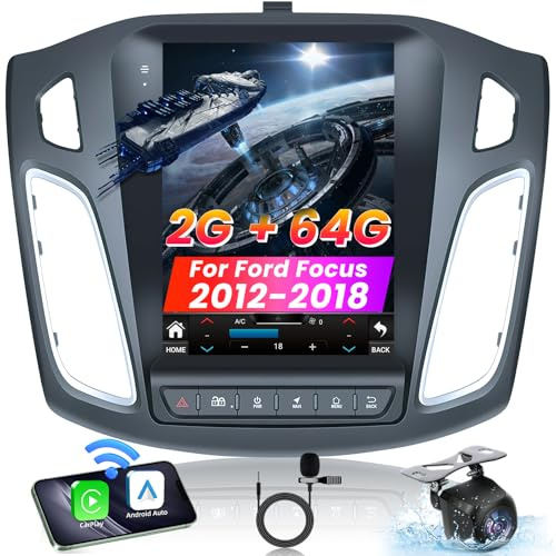 Upgrade 5GWIFI Car Radio for Ford Focus 2012-2018 - (2+64G) 10.4 Inch Touchscreen Stereo Replacement with Wireless Carplay/Andriod Auto Bluetooth GPS Navigation 1080P Backup Camera SWC