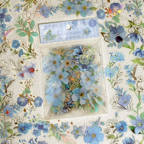 40 Blätter PET Scrapbook Stickers Vintage Flower Sticker Set Blume Scrapbook Papier Gild Blumen Sticker Aesthetic Junk Journal Scrapbook Zubehör Fotoalbum Scrapbooking Aufkleber Journaling Supplies