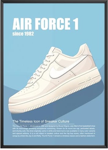 MJ-GRAPHICS® - Mood Mode Poster Sneaker Wohnzimmer Deko Schlafzimmer Fashion Bild air force 1 Schuh Wandposter in A4, Fine Art Kunstdruck - Teenager Raumdekoration Sneaker Painting Blau - ohne Rahmen
