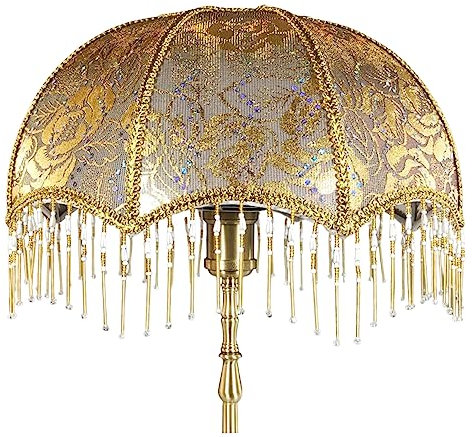 Gcroet Europäischer Vintage -Lampenschatten mit Quasten Victorian Randlampen Schatten 7,87 x 7,48 Zoll dekorativen Kuppel Anhänger Leichter Schatten für E27 Tischlampen, Stehlampen.