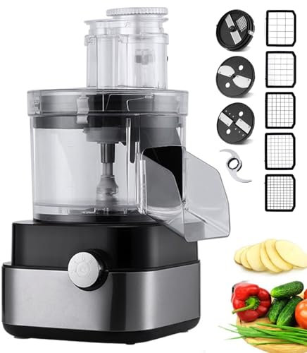 FAcoLL Tritatutto e cubettatrice per Verdure, Carne macinata elettrica per Alimenti da 600 W/a dadini/sminuzzata/a fette, Robot da Cucina e frullatore con Regolazione a 2 velocità