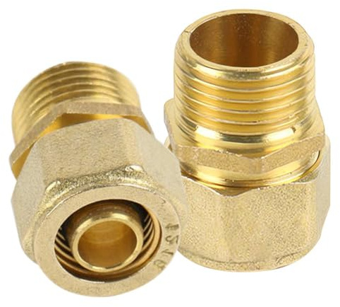 2 unidades de transición de rosca, 16 mm x 1/2 AG rosca exterior, anillo de sujeción atornillado de latón, conector de compresión, tubo adaptador para conexión de anillo de compresión para tubo