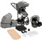 Sianldcone Kinderwagen 3 in 1, Hochwertige Stoffe Kinderwagen Set, Zwei-Wege-Schiebefunktion Reisesysteme, Offene Sicht Kombikinderwagen 3 in 1 Komplettset (588 Grey)