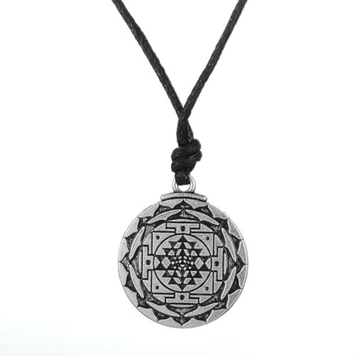 Herren Halskette Silber Kreuz Halskette personalisiert Symbol Yoga Anhänger Halsketten für Meditation Wachstum Heilung Reichtum Amulett Talisman Männer Vintage Hindi Schmuck das Geschenk