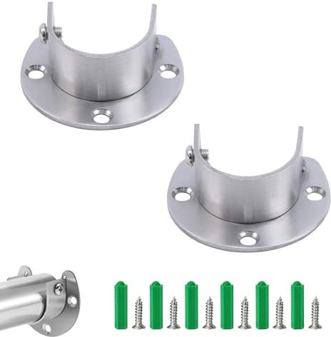 Lot de 2 supports de tringle à vêtements en forme de U - 32 mm - Avec vis - En acier inoxydable - Pour tringle à rideau