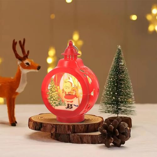 Personalisierte Weihnachts Schneekugel Laterne, LED Weihnachtsdeko Laterne, Flammenlose Weihnachtskerzen zum Aufhängen, Vintage Weihnachtslaterne Tischdeko Deko für Schlafzimmer Garten Balkon Kamins