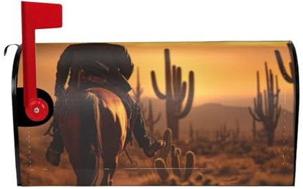 Cactus desierto occidental cactus con vaquero Caballo de conducción magnética impresión buzón cubierta Navidad invierno decoración estándar y tamaños grandes