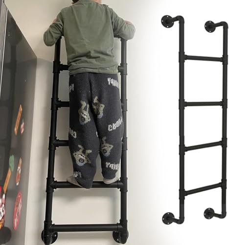 Treppenleiter, Wandmontage, für Etagenbett, Heimdekoration und Regale, sichere Leitern zum Klettern, schwarz, 100 cm