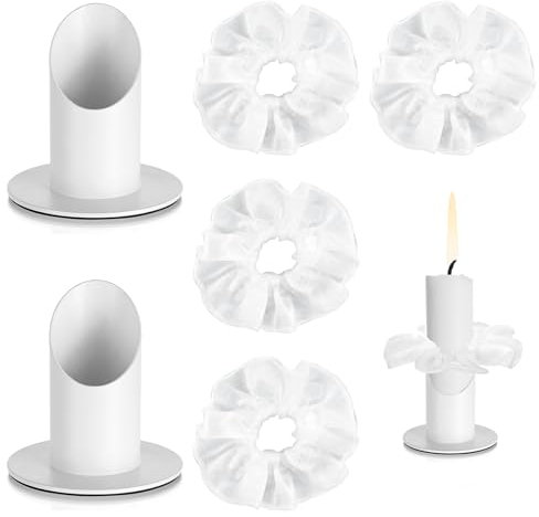 2 x Kerzenständer Kommunionkerze für 4cm Kerzen,Taufkerzenständer mit Tropfschutz, mit 4 Kerzenölschutz Tropfenfänger,Tropfschutz Kommunionkerze,für Taufe,Kommunion,Festlichkeiten Traukerze