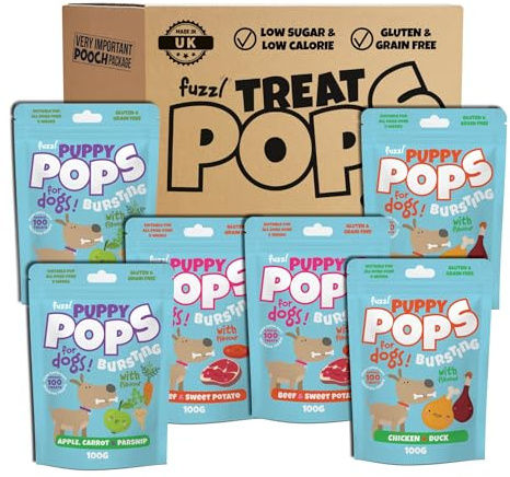 Fuzzl Puppy Pops - Variety Pack Natural Puppy Treats 6 x 100g - Soft Baked Grain Free Chews - Training Treat High Reward
