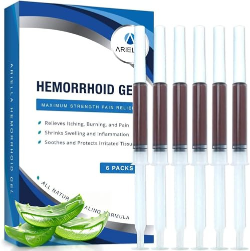 Lot de 6 suppositoires de traitement des hémorroïdes pour l'inconfort des fissures : gel thermorétractable, apaisant, cicatrisant, démangeaisons, brûlures, soulagement de la douleur (loès)