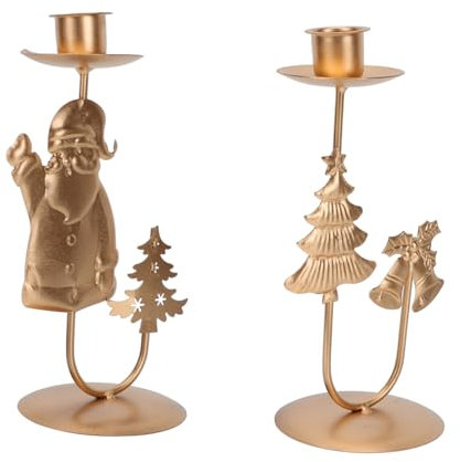 Cabilock 2stücke Kerzenständer Aus Metall Für Weihnachten Kerzenteller Goldfarben Retro-Ornament-kerzenhalter Langlebig Und Verformungsbeständig