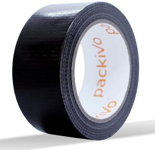 packivo Panzertape schwarz Panzerband 1 Rolle 50 mm x 10 m Gewebeband, Reparaturband, Allzweck Panzerband Gewebeklebeband Wasserfest, Klebekraft & Reißfestigkeit, Extra Klebrig