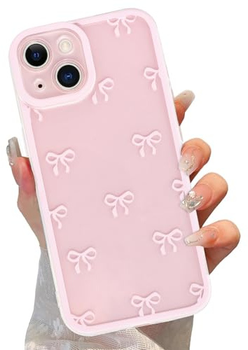 Knrlqim HandyHülle für iPhone 14 Hülle 6,1, Aesthetic Schleifen Niedliche Muster für Mädchen Frauen Durchsichtig Cover Weich Silikon Slim TPU Kameraschutz Stoßfest Schutzhülle, Schleifen 1