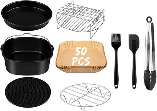 9 pcs Accesorios de freidora de Aire, Accesorios de freidora de Aire Caliente 5.5L para Philips, Ninja, Princess, Innsky, Tefal, Cecotec - Lavavajín/1282