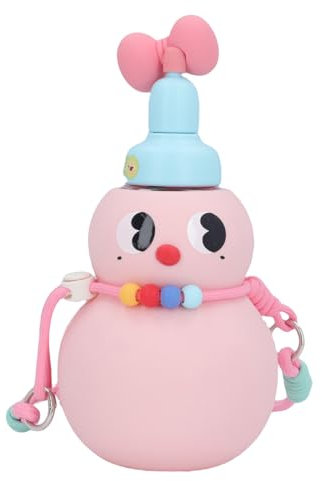 Asixxsix Kids Water Flasche mit Stroh, 720 Ml Kürbisförmige Niedliche Trinkflasche Tragbare Anti -heimliche Sportwasserflasche Im Freien mit Tragemand für Schulreisen Camping Beach (Pink)