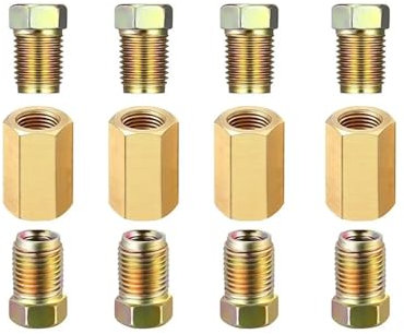 WXOSET 12 Stück Auto-Ersatzteile, Messing-Bremsleitungs-Verbindungsstücke, gerade Reduzierstücke, Kompressionssätze, Anschluss 3/16 Zoll, Bremsleitungen, Rohr