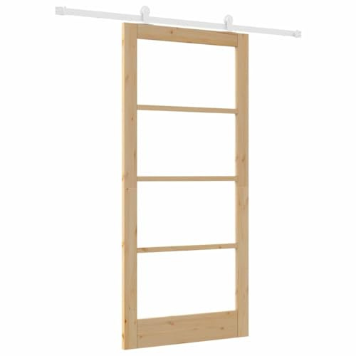 vidaXL Schiebetür ORKDAL 93 x 202 cm Massivholz Kiefer und Glas Natur | Moderner Look, der jeden Raum aufhellt, Schiebesystem hält den Boden frei,