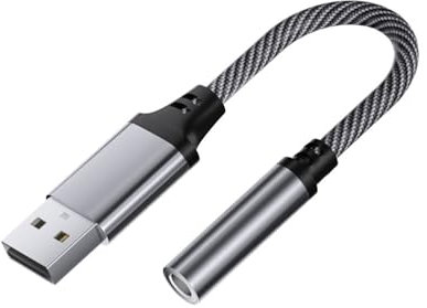 USB to 3.5mm Jack Audio Adapter, Aluminum External Sound Card with Speaker Microphone Headphone Jacks, Gaming Headset USB Aux TRRS 4-pole DAC Converter for Windows Mac PC Laptop PS5 PS4 Switch