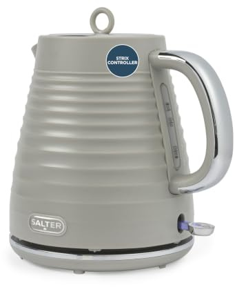 Salter Ripple Electric Kettle, 1.7L Rapid Boil, 3kW, Taupe | Strix Control, Auto Shut-Off, 360 Degree Swivel Base, Removable Limescale Filter, Textured Ripple Finish, 0.75m Cord