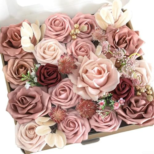 Fiori artificiali per matrimonio, colore rosa antico, perfetti per mazzi di fiori, centrotavola e decorazioni per la casa (rosa)