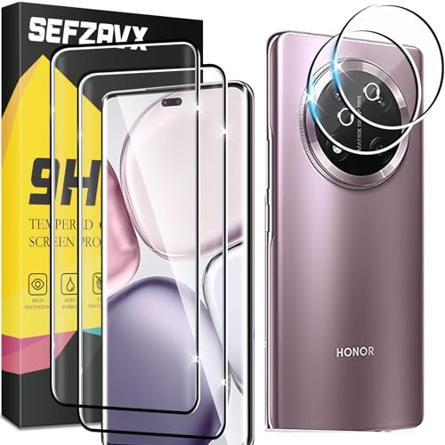 SEFZAVX 2+2 Piezas Protector de Pantalla para Honor Magic 7 Lite 5G Cristal templado, Sin Burbujas, Alta Definicion, 9H Dureza Cristal Templado Anti-Arañazos Vidrio Templado Protectora