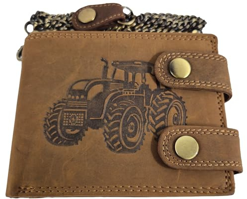 Einkaufszauber Echt Leder Geldbeutel Traktor Rustikal mit Kette - Landwirtschaft