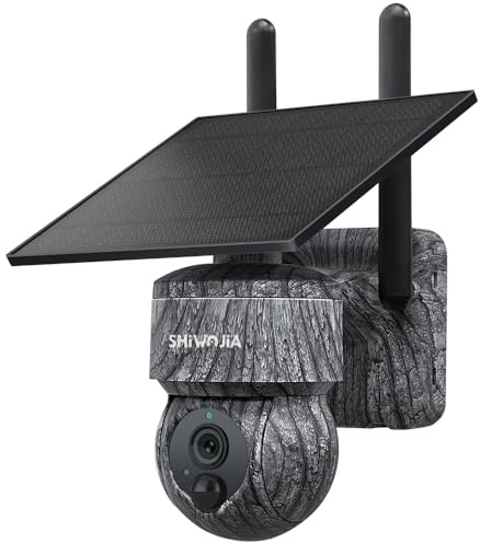 SHIWOJIA 4G LTE Telecamera di Sorveglianza Solare Esterno con Scheda SIM, 2K 360° PTZ Telecamera di Sicurezza Solare, Audio a 2 Vie, Sensore di Movimento PIR, Visione Notturna, IP66